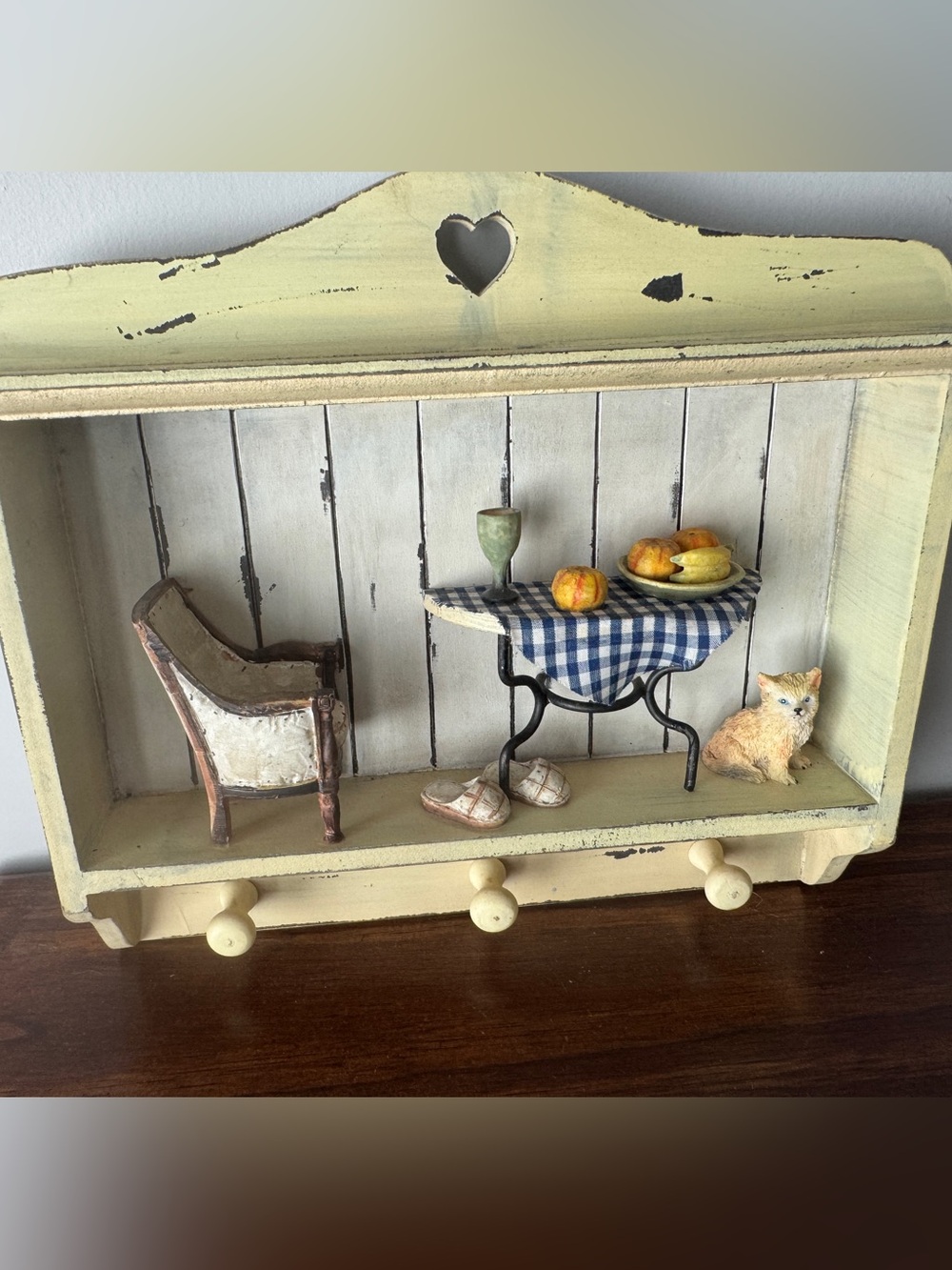 Rustic 3D Shadow Box Diorama Wallhanging Coat Hanger w/ Heart